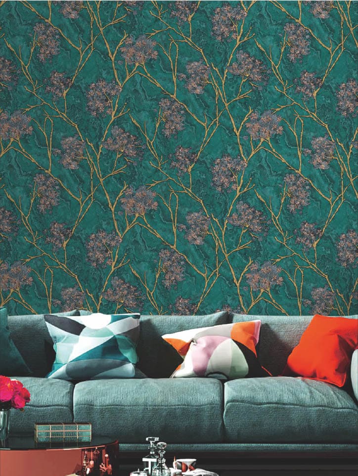 teal green wallpaper, golden floral wallpaper, abstract floral wall covering, peel and stick wallpaper India, waterproof vinyl wallpaper, luxury floral wallpaper design, bedroom wall décor wallpaper, living room wallpaper roll, self adhesive wall covering India, textured vinyl wallpaper floral, DIY premium wallpaper design.