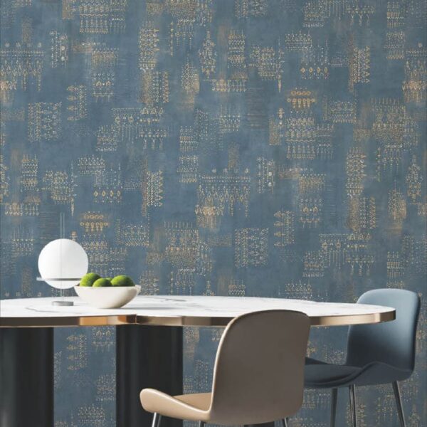 blue golden wallpaper roll, abstract geometric wallpaper, luxury wall covering, modern vinyl wallpaper, peel and stick wall sticker, waterproof wall décor, blue and gold wallpaper, living room wallpaper, bedroom abstract design wallpaper, office luxury wallpaper, removable vinyl wall sticker, tribal geometric wallpaper, contemporary blue golden wallpaper roll.