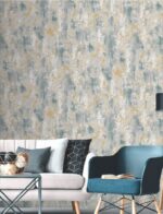 abstract teal wallpaper, golden brushstroke wallpaper, modern artistic wall covering, peel and stick abstract wallpaper, waterproof vinyl wall sticker, luxury contemporary wallpaper, teal and gold textured wallpaper, living room artistic wallpaper, bedroom modern wallpaper, DIY removable wallpaper roll, stylish abstract wall design, creative space wallpaper, premium artistic wallpaper for interiors.