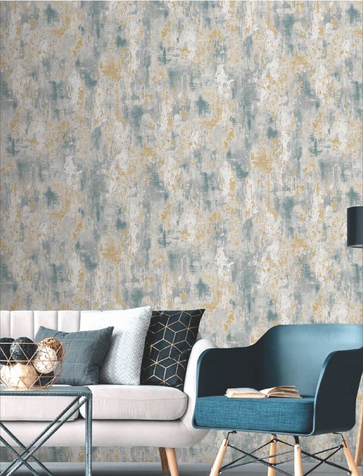 abstract teal wallpaper, golden brushstroke wallpaper, modern artistic wall covering, peel and stick abstract wallpaper, waterproof vinyl wall sticker, luxury contemporary wallpaper, teal and gold textured wallpaper, living room artistic wallpaper, bedroom modern wallpaper, DIY removable wallpaper roll, stylish abstract wall design, creative space wallpaper, premium artistic wallpaper for interiors.