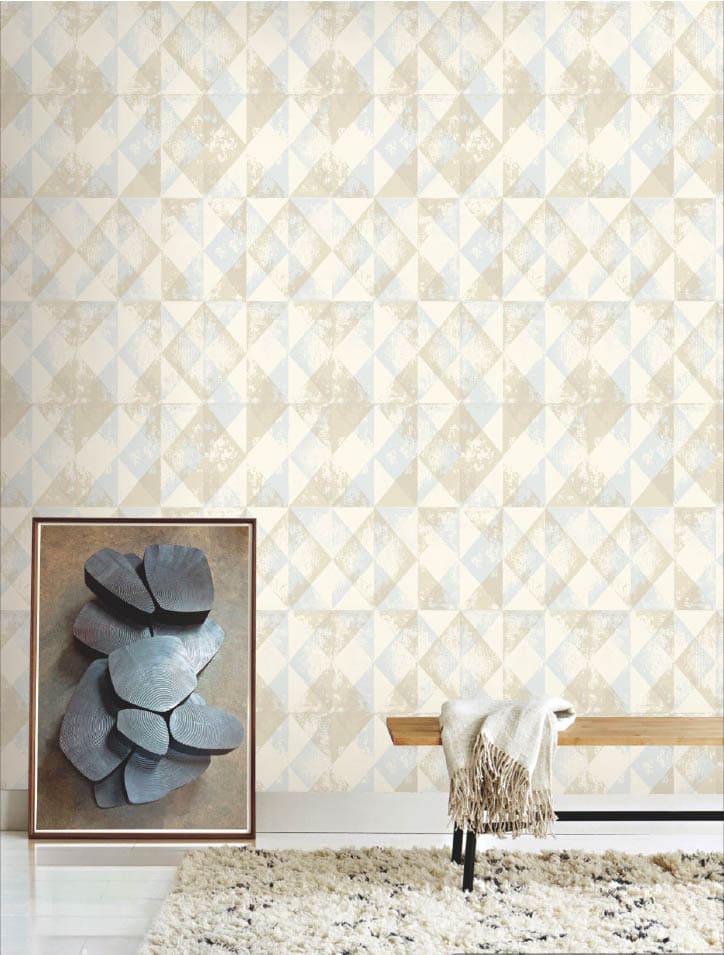 beige blue geometric wallpaper, diamond pattern wall sticker, modern geometric wallpaper roll, distressed beige blue design wallpaper, waterproof peel and stick wallpaper, DIY vinyl wall covering, premium geometric wallpaper roll, living room modern wallpaper, stylish wall sticker design, contemporary geometric wall covering, accent wall wallpaper, office & home décor wallpaper, soft pastel geometric wall sticker.
