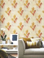 beige floral wallpaper, red yellow leaf design wall sticker, traditional floral wallpaper roll, textured beige wallpaper, waterproof peel and stick wallpaper, DIY vinyl wall covering, premium floral wallpaper roll, living room decorative wallpaper, stylish wall sticker design, accent wall wallpaper, office & home décor wallpaper, luxury floral pattern wallpaper.