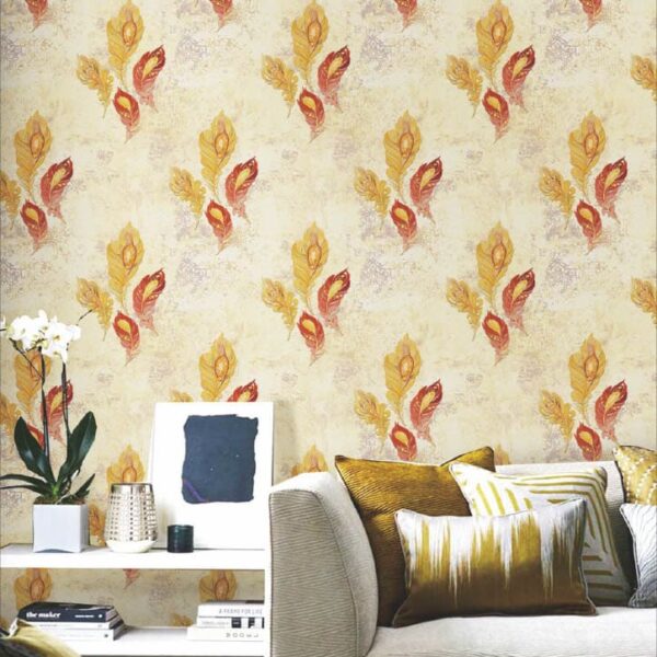 beige floral wallpaper, red yellow leaf design wall sticker, traditional floral wallpaper roll, textured beige wallpaper, waterproof peel and stick wallpaper, DIY vinyl wall covering, premium floral wallpaper roll, living room decorative wallpaper, stylish wall sticker design, accent wall wallpaper, office & home décor wallpaper, luxury floral pattern wallpaper.