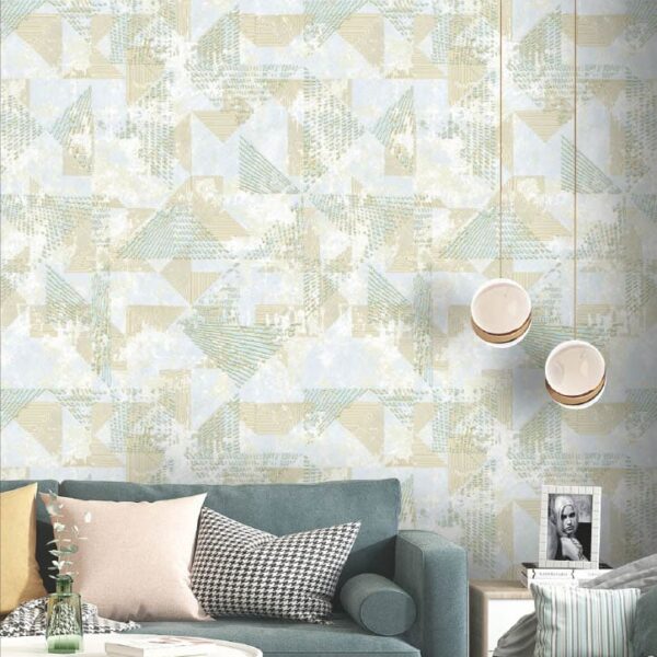 Modern Geometric Beige Green Wallpaper