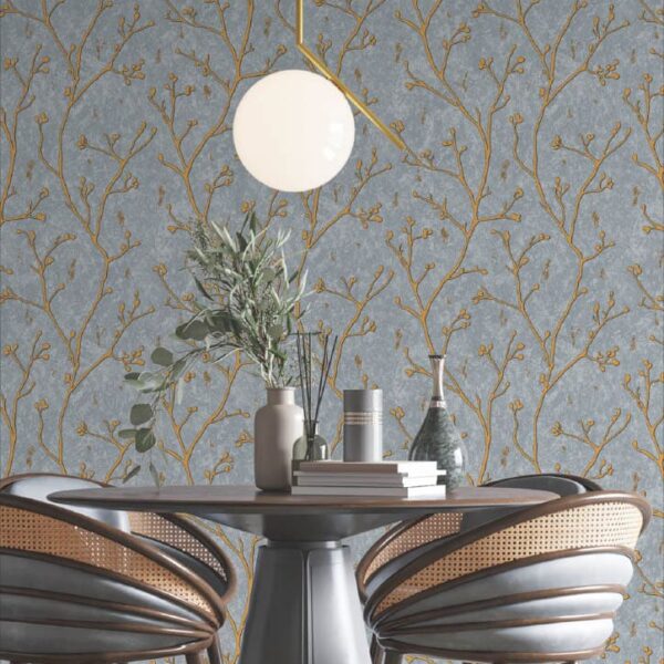 grey and gold wallpaper, modern vine wall sticker, luxury peel and stick wallpaper, self adhesive wallpaper roll, waterproof vinyl wallpaper, elegant wall covering, botanical wall décor, pvc vinyl wall sticker, easy diy wallpaper roll, premium grey wallpaper design