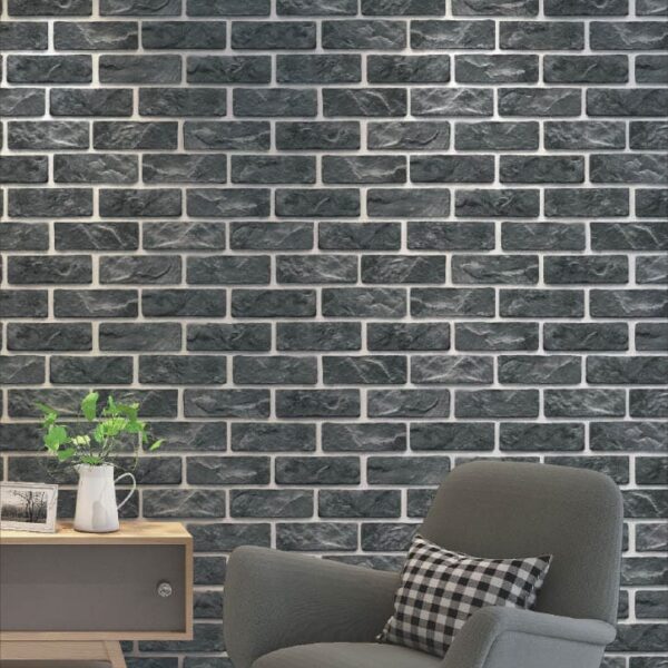 Dark grey brick wallpaper, industrial wall covering, 3D brick vinyl wallpaper, modern home décor wallpaper, waterproof peel and stick wallpaper, grey stone effect wallpaper, kitchen backsplash wallpaper, urban style wallpaper, DIY accent wall covering.