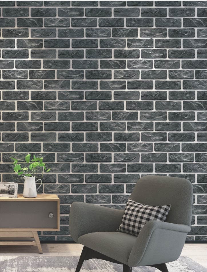 Dark grey brick wallpaper, industrial wall covering, 3D brick vinyl wallpaper, modern home décor wallpaper, waterproof peel and stick wallpaper, grey stone effect wallpaper, kitchen backsplash wallpaper, urban style wallpaper, DIY accent wall covering.