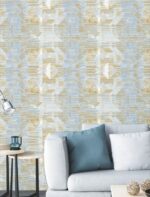blue and golden wallpaper, abstract geometric wallpaper, luxury wall covering, peel and stick wallpaper India, waterproof vinyl wall sticker, bedroom wall décor wallpaper, living room wallpaper roll, self adhesive wall covering, premium wallpaper design, textured vinyl wallpaper India, modern geometric wall sticker, DIY home décor wallpaper.