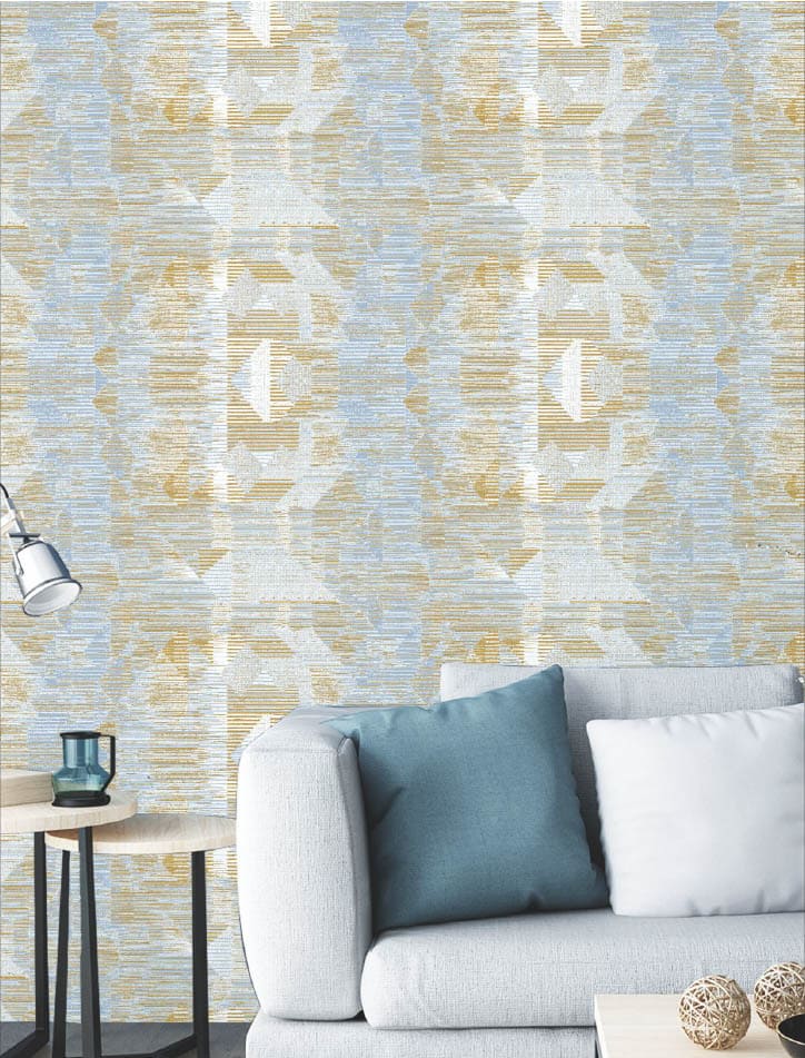 blue and golden wallpaper, abstract geometric wallpaper, luxury wall covering, peel and stick wallpaper India, waterproof vinyl wall sticker, bedroom wall décor wallpaper, living room wallpaper roll, self adhesive wall covering, premium wallpaper design, textured vinyl wallpaper India, modern geometric wall sticker, DIY home décor wallpaper.
