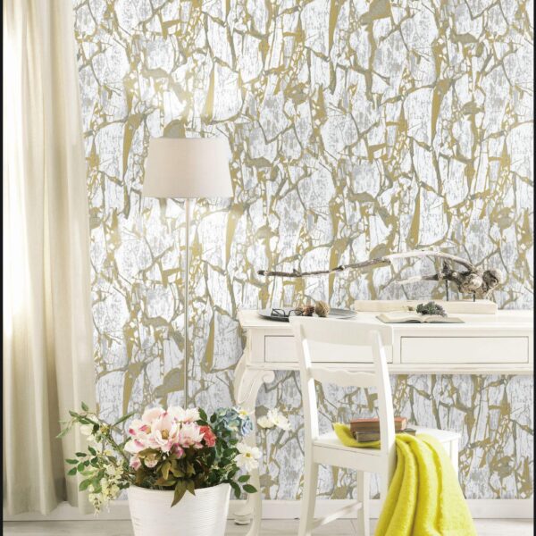 Marble effect wallpaper Gold and grey wallpaper Luxury wall décor wallpaper Decsy designer wallpaper Modern marble textured wallpaper Statement wall wallpaper Premium golden accent wallpaper Home interior wall covering