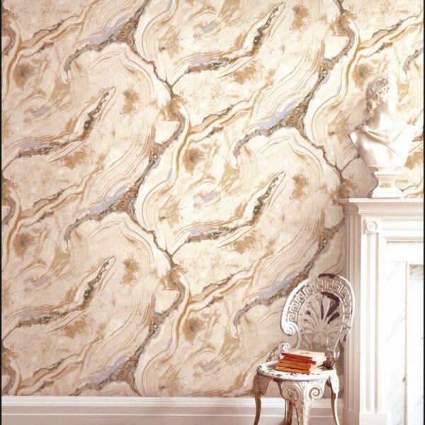 Luxury Beige & Brown Marble Effect Wallpaper